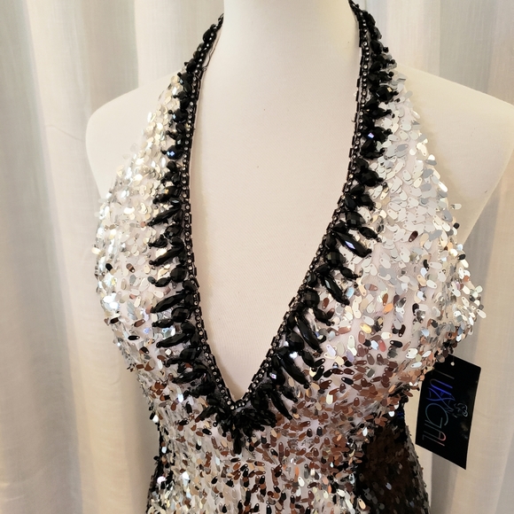 NWT Luxgal Black Silver Sequin Cocktail Dress - Picture 3 of 9